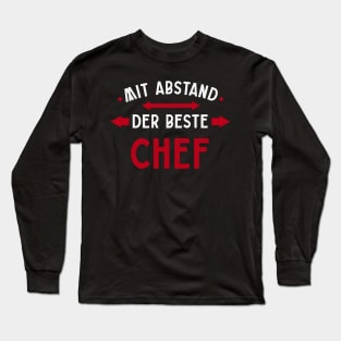 Beste Chef Mit Abstand Witziges Spruch Bleib Zuhause Long Sleeve T-Shirt